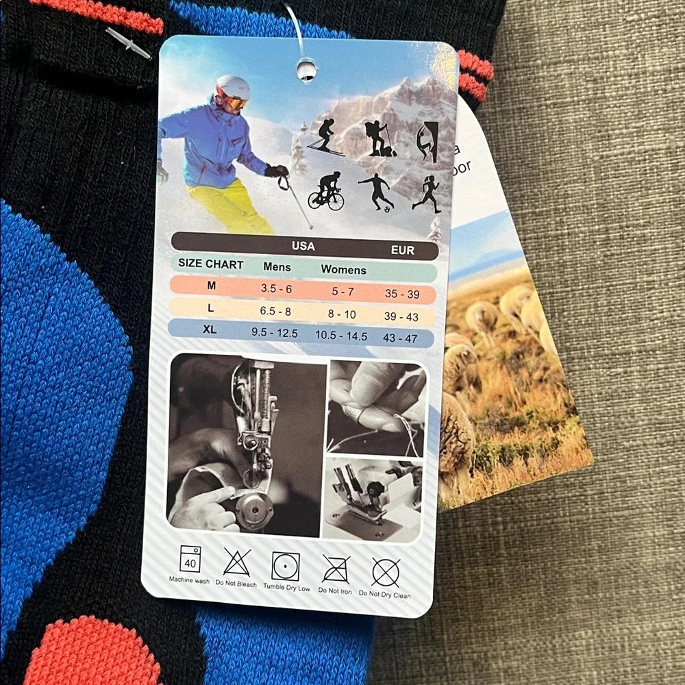 2 Pair Muezna Merino Wool Blend Ski Winter Thermal Socks NWT